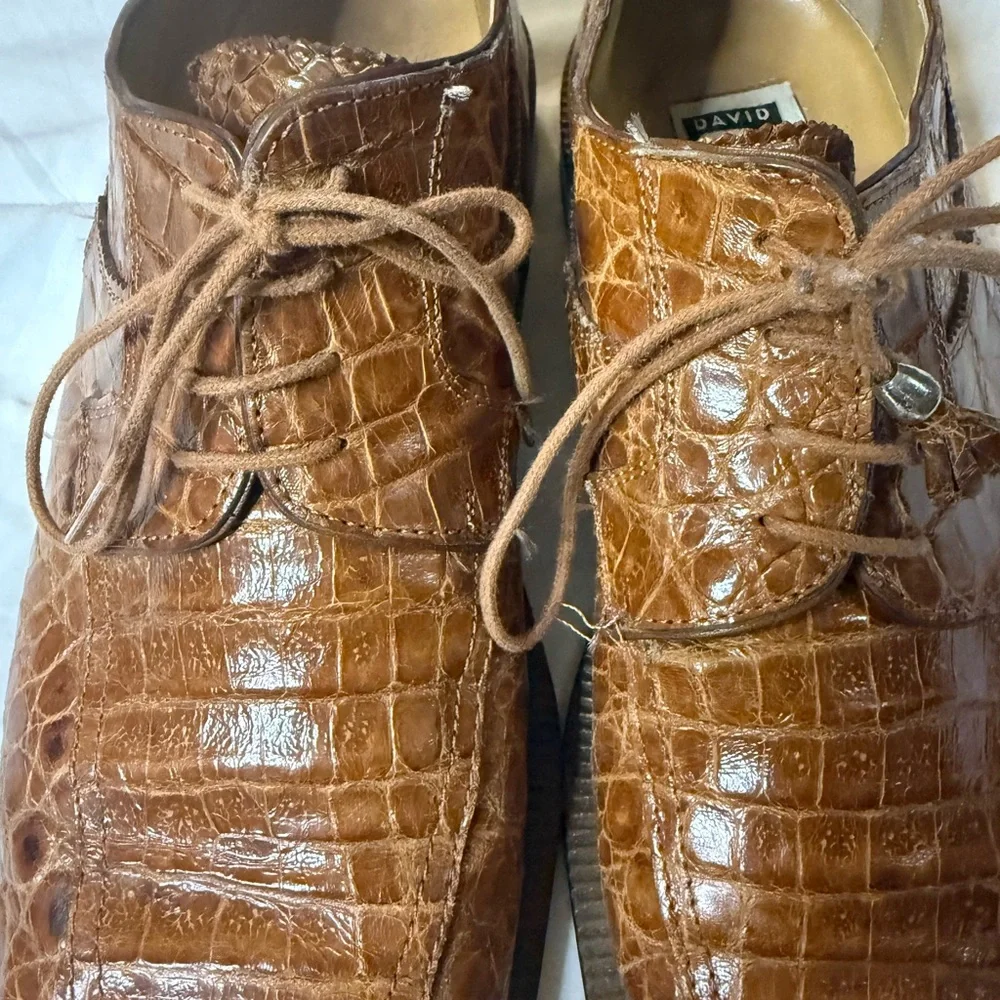 David Eden Brown Crocodile‎ Leather Derbys size 11